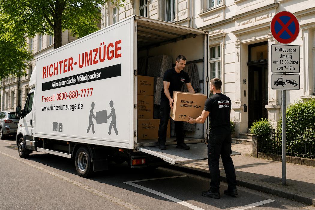 Halteverbotszone beim Umzug in Köln mit Richter Umzüge LKW vor dem Haus
